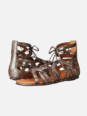gentle souls Metallic Bronze Gladiator Lace-Up Sandals
